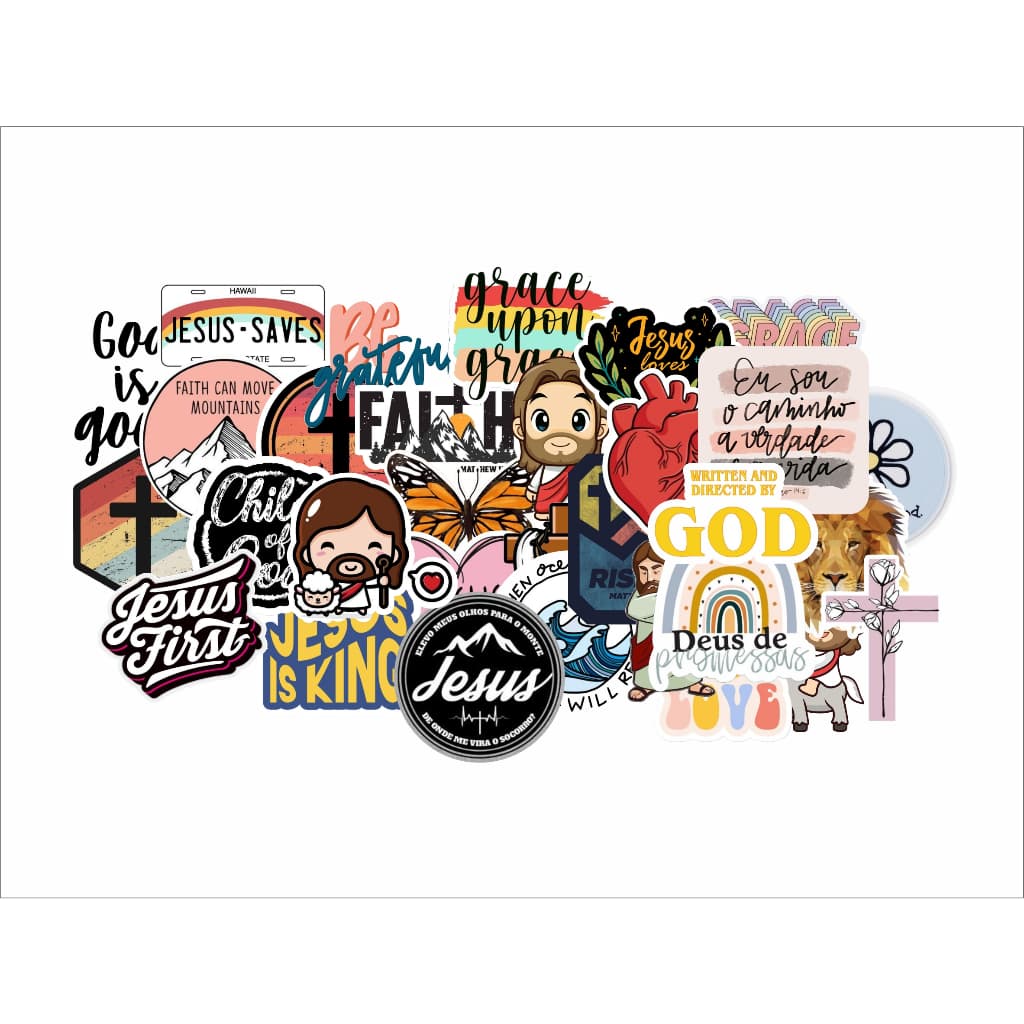 50x Stickers Adesivos Colante Jesus Religiosos Biblia