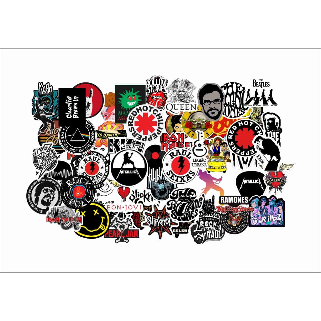 50x Stickers adesivos Bandas rock musica metal
