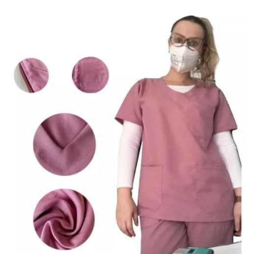 CONJUNTO SCRUB FEMININO PIJAMA CIRÚRGICO PRIVATIVO PERSONALIZADO ROSA VELHO SECA RÁPIDO NÃO AMASSA