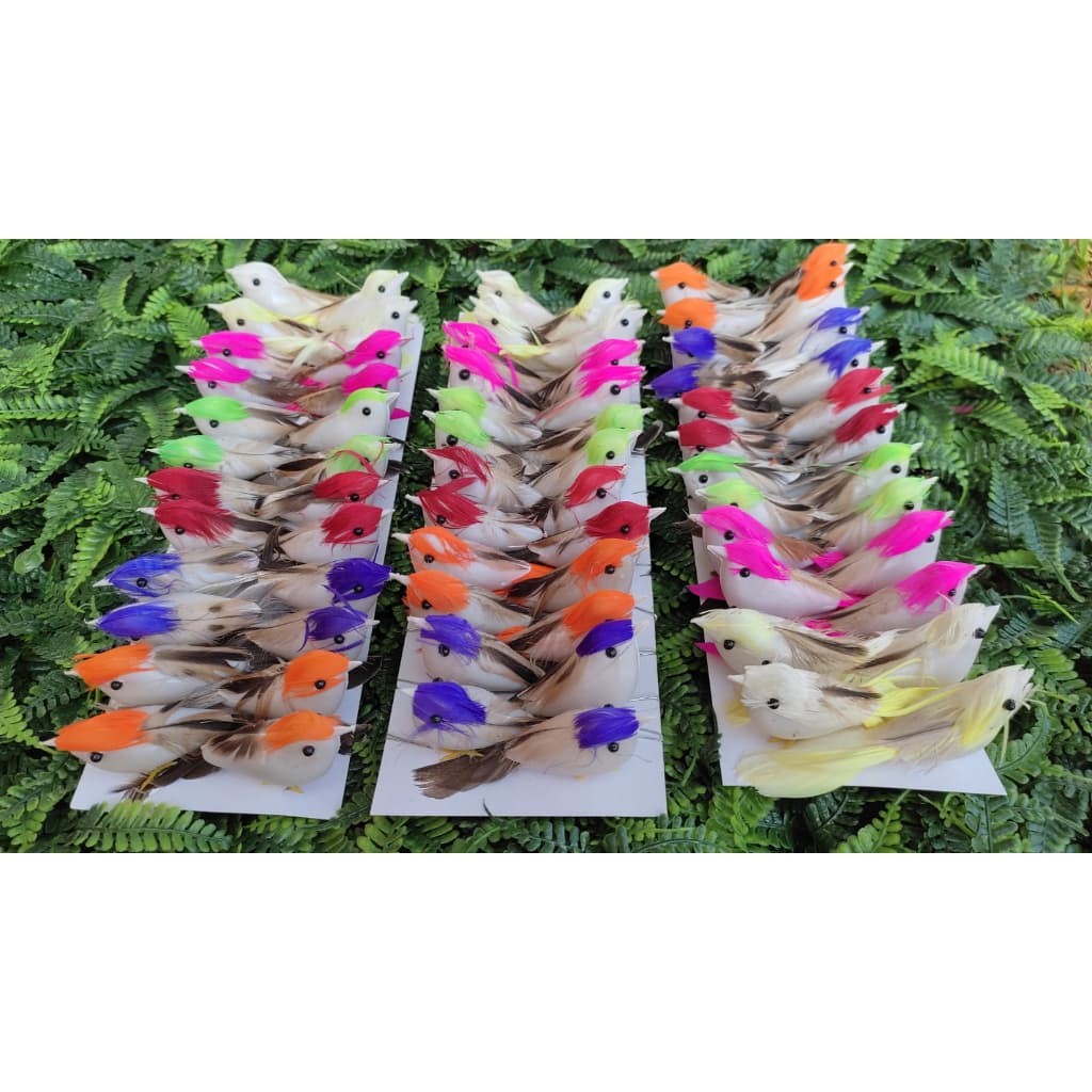 72 Passarinhos 7,5cm Artificiais Pena Natural Coloridos Jardim Festas Decoração Novidade!