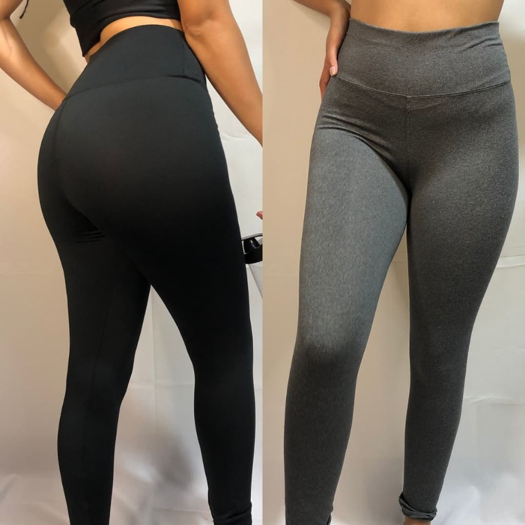 Kit 2 Calça Legging Feminina Cintura Alta Básica Suplex Sem Transparência Academia Fitness