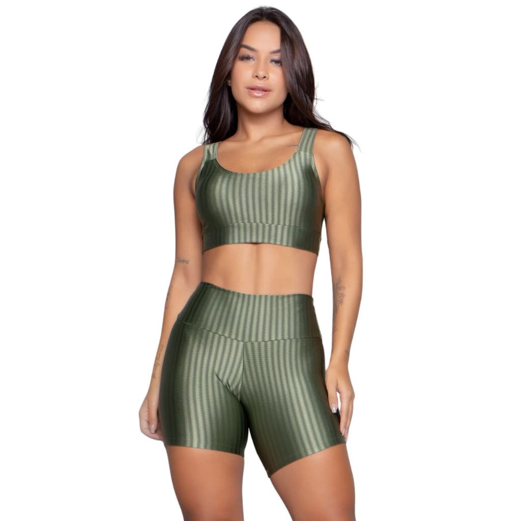 Conjunto Fitness Top Bojo Removível e Short New Zig