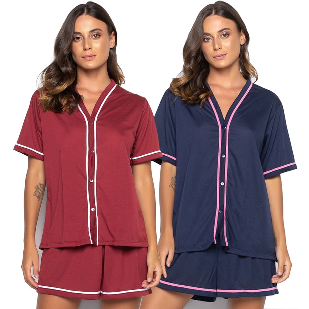 Pijama Curto Baby Doll Americano Blogueirinha Camisaria Feminino Amamentação 021