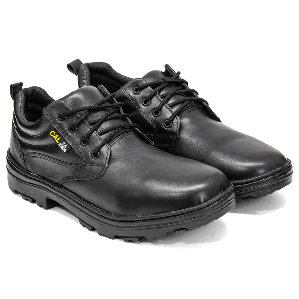 Sapato Segurança Com CA Couro Legítimo Solado Borracha Bico PVC Callshoes