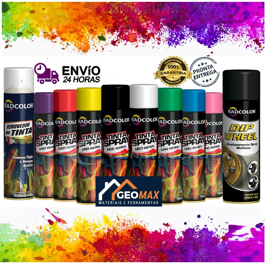 CAIXA c/6 Latas de Tinta Spray Radcolor 400ml ALTA TEMPERATURA | Para escapamento de motos, carros, churrasqueiras, lareiras, aquecedores, exaustores, fogões, motores
