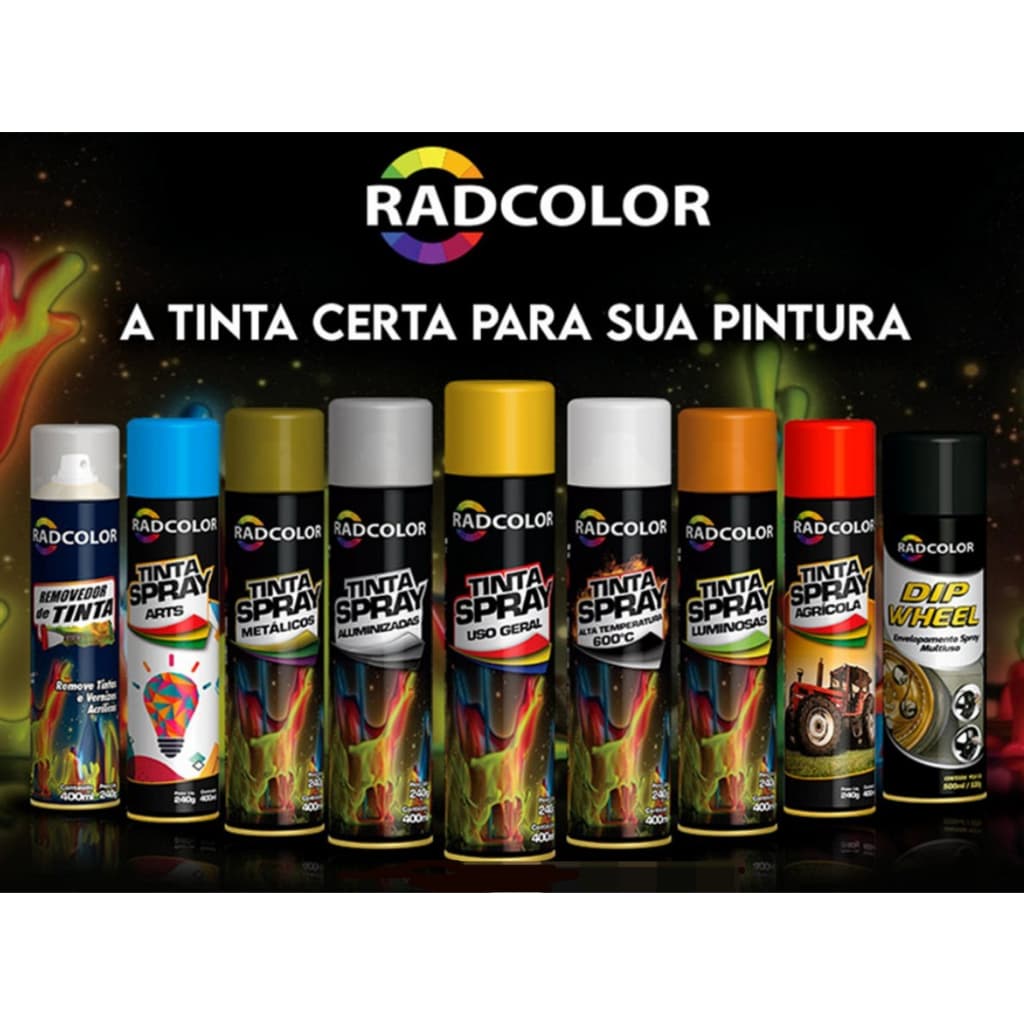 Kit c/6 Latas de Tinta Spray Radcolor 400ml AGRÍCOLA | Para escapamento de motos, carros, churrasqueiras, lareiras,