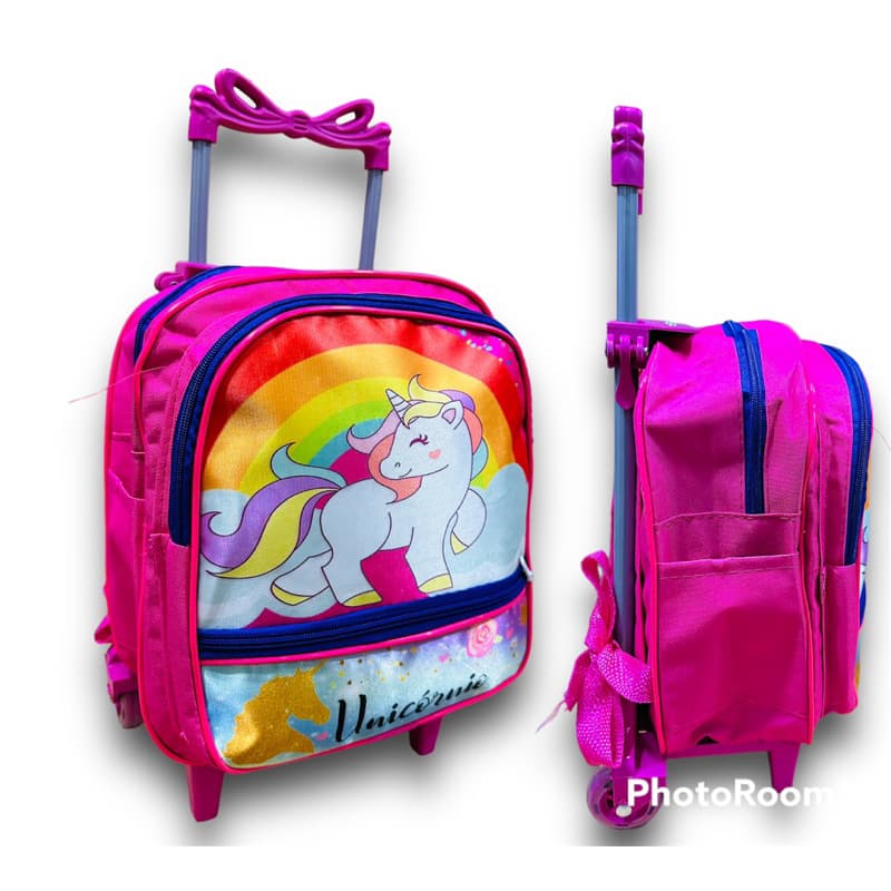 mochila infantil de rodinha unicórnio creshe