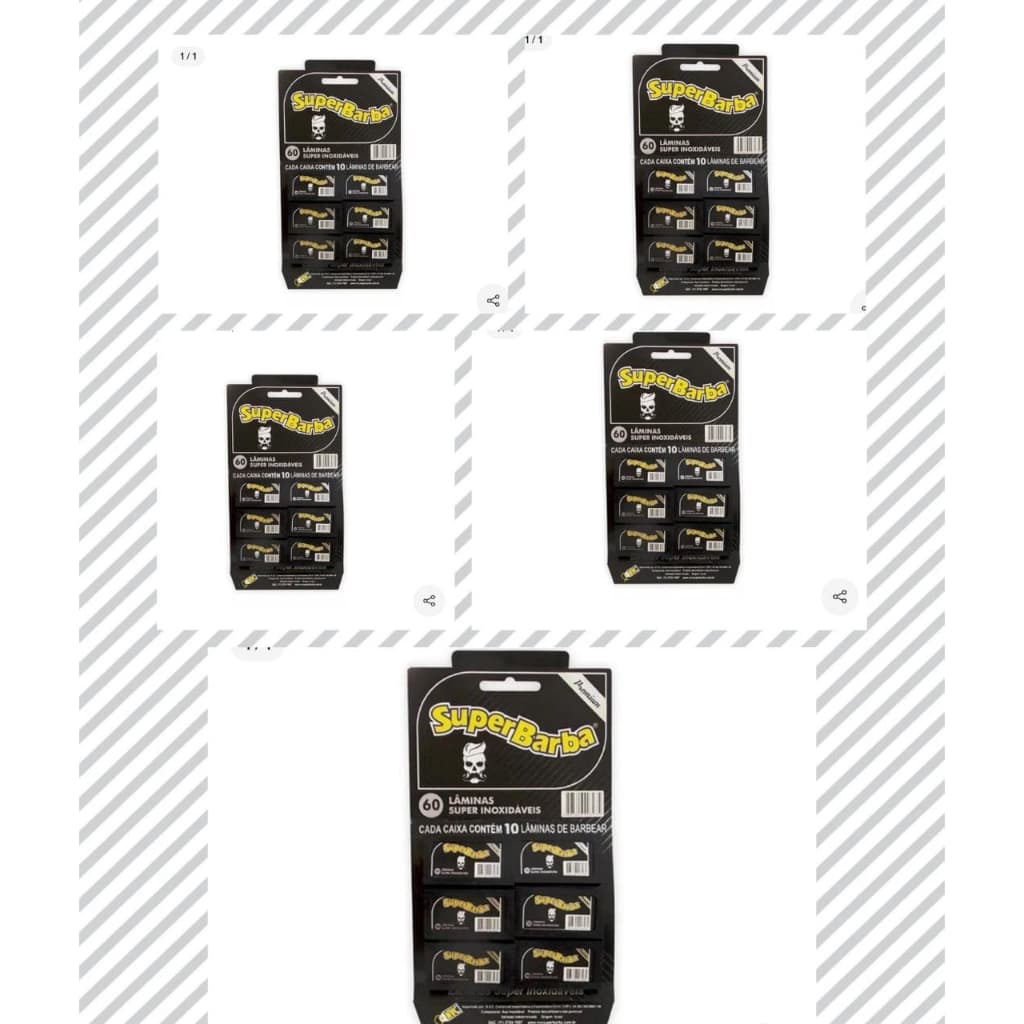 Kit-5Cartela Lamina Super Barba Black Cartela