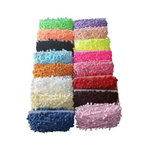 Fita Grelot Pompom Rolo Com 20 Metros   - Diversas Cores