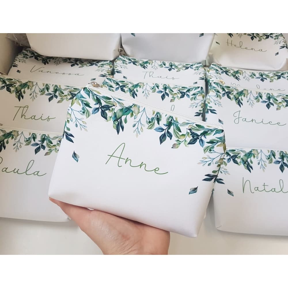 Kit 21 Necessaire com Folhagem Elegante para Casamento