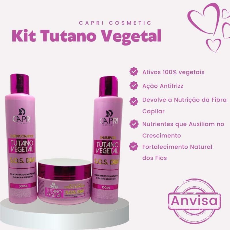 Kit Tutano Vegetal para fortalecer e encorpar os fios (3 Itens)