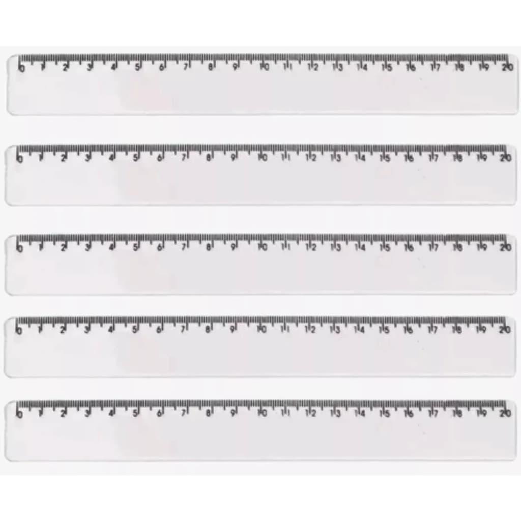 kit 50 Réguas Plástica 20cm produto na cor Branca