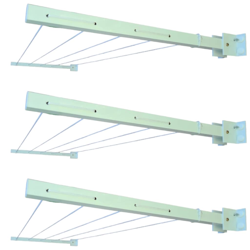 KIT 3 UN - Varal De Parede Retratil Reforçado Aluminio Articulado 50 Kg