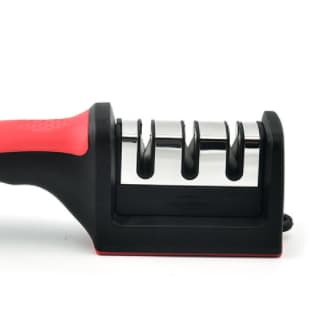 1 Afiador Amolador De Facas Em Aço Inox Com 3 Borda Profissional Base Emborrachado