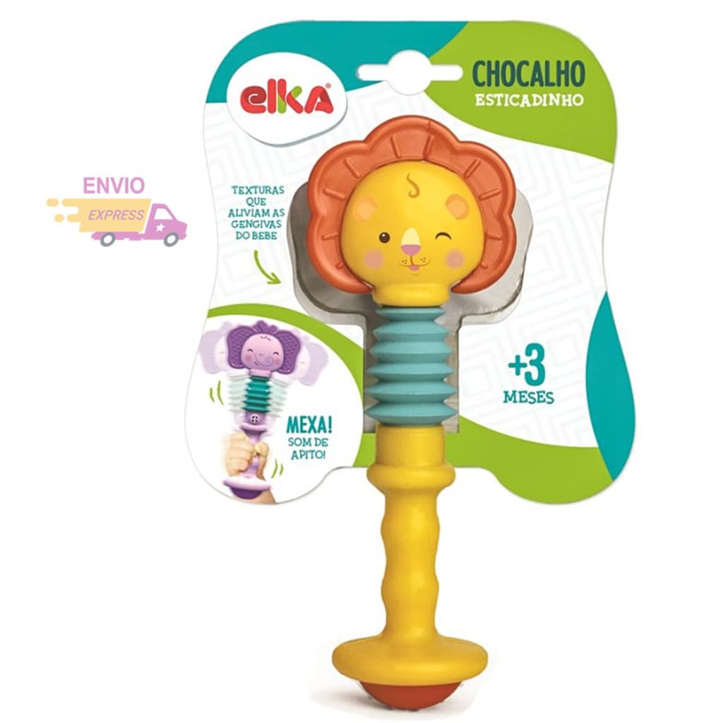 Mordedor com Chocalho Modelo Leãozinho Série Brinquedos para Bebês e Recém-Nascidos  Elka