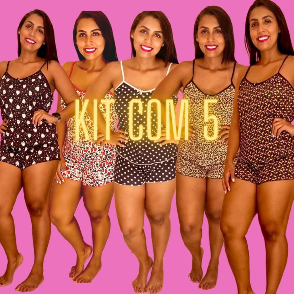 Kit com 5 baby doll feminino pijama feminino short doll feminino adulto roupa feminina conforto