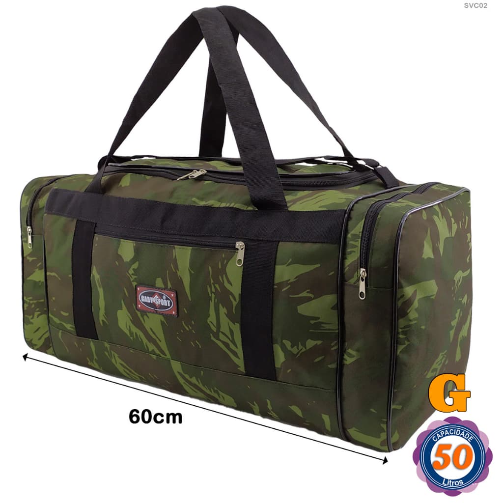 50L Bolsa Sacola de Viagem Grande Camuflada 50L Reforçada - Ideal para Viagem, Academia e Feriado
