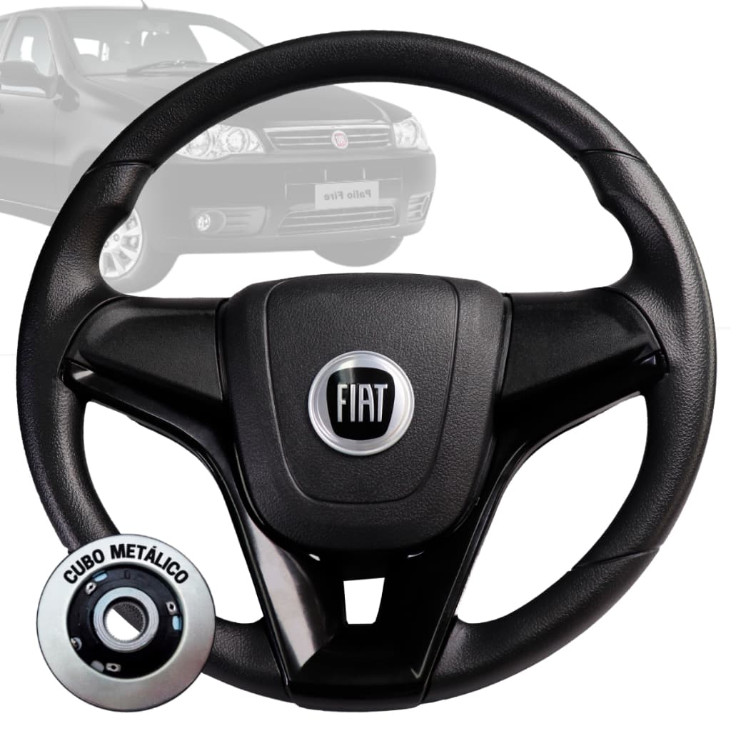 Volante Esportivo cruze preto logo fiat preto para Uno Fire Mile Palio Marea Brava Siena