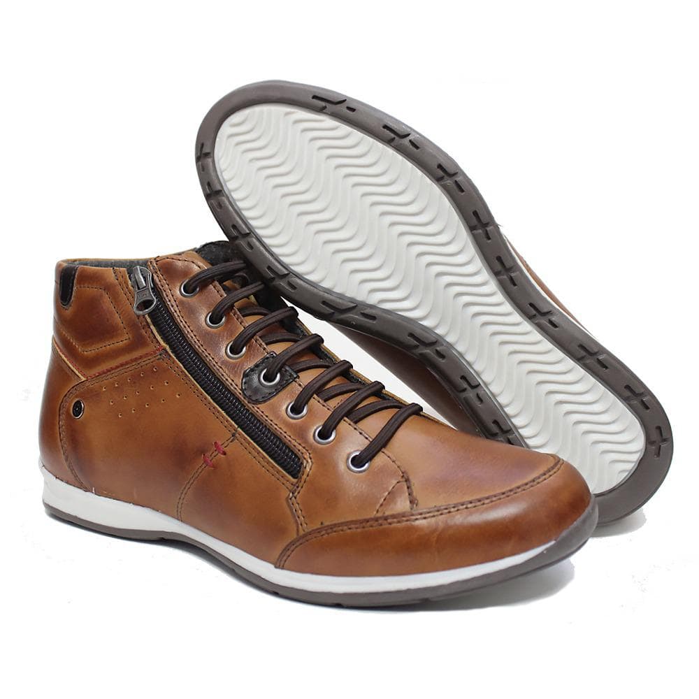 Sapateais Tênis Masculino em Couro Legitimo Casual Leve e Resistente Netony