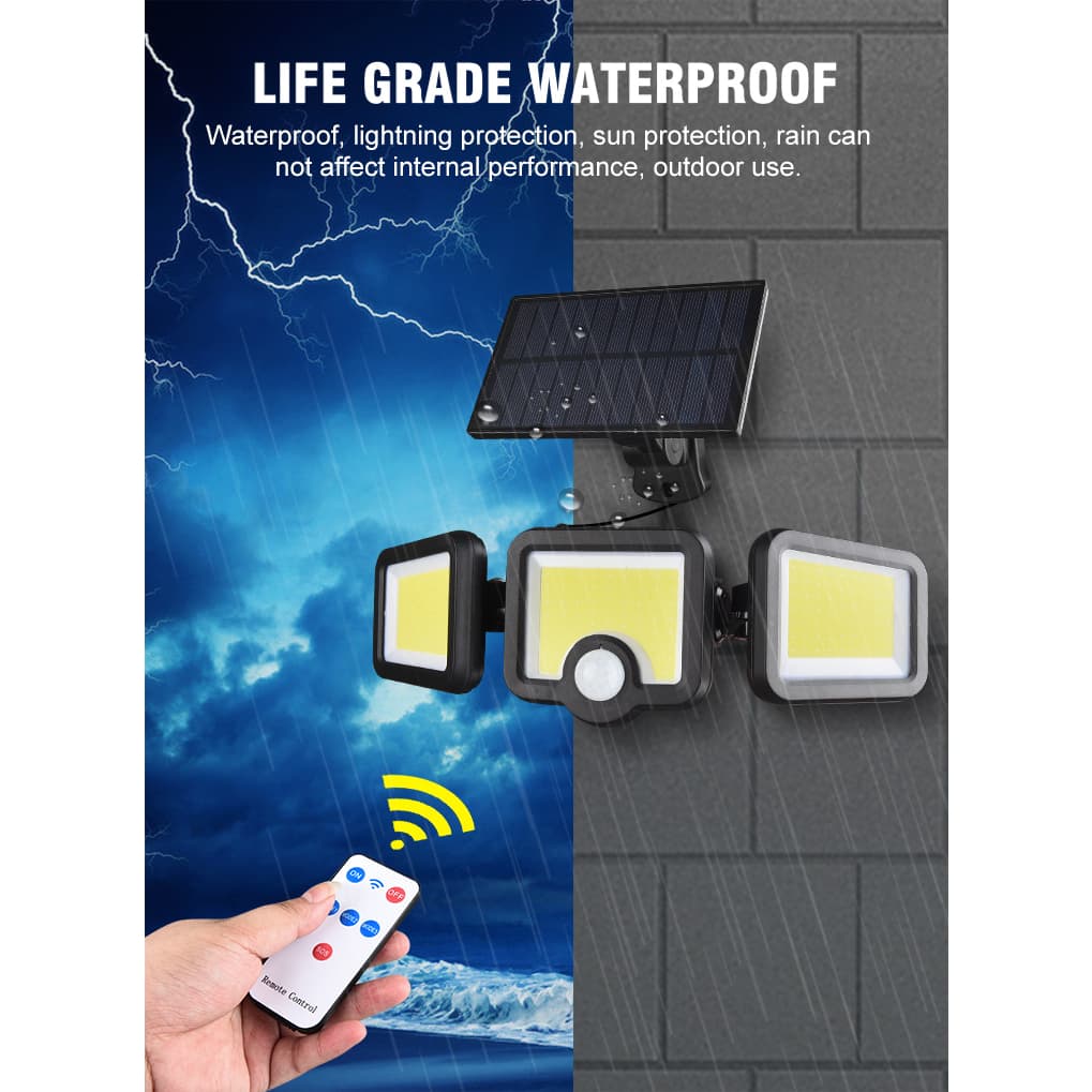 Luminária Solar 108LED 171COB 34W 192 Cob 40w Controle Sensor Presença 3 Funções Com Fio 5 Metro