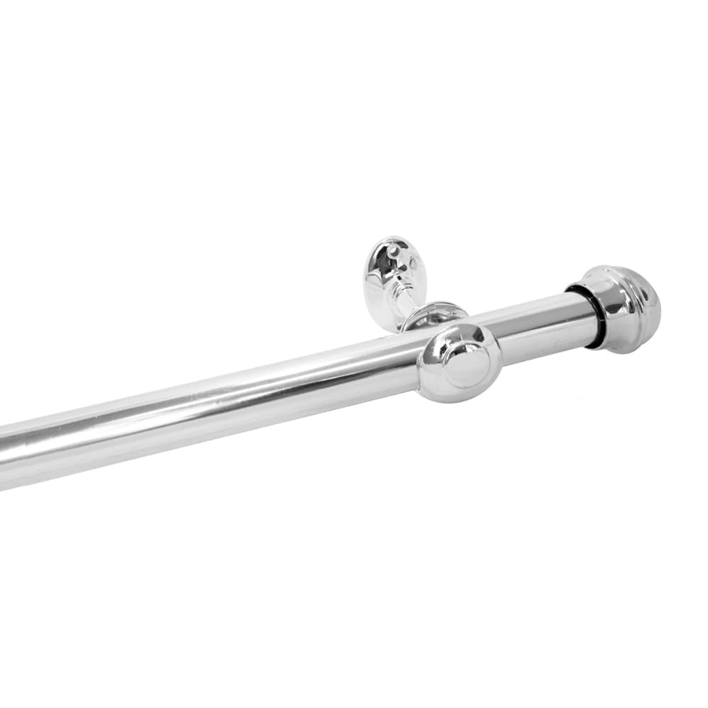 Kit Varão Simples Cromado Prata 2 Metros 19mm P/ Cortinas - Acompanha Acessórios de Instalação