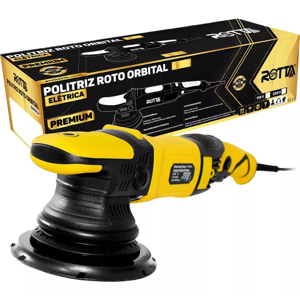 Politriz Roto Orbital Automotiva Elétrica Profissional 15mm 1100w 
 Rotta 376