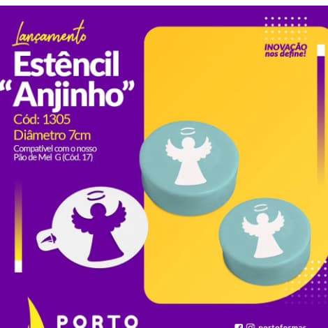 Estêncil Pão De Mel 7cm Anjinho - Porto Formas