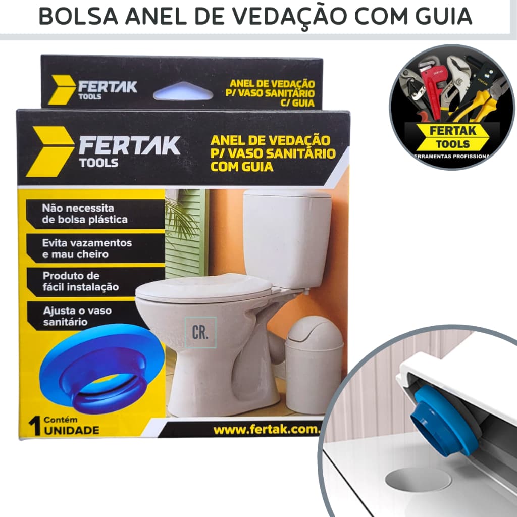 Anel de Vedação Para Vaso Sanitário Fertak Tools Bolsa Anel de Borracha C/ Guia Para Bacia Sanitária