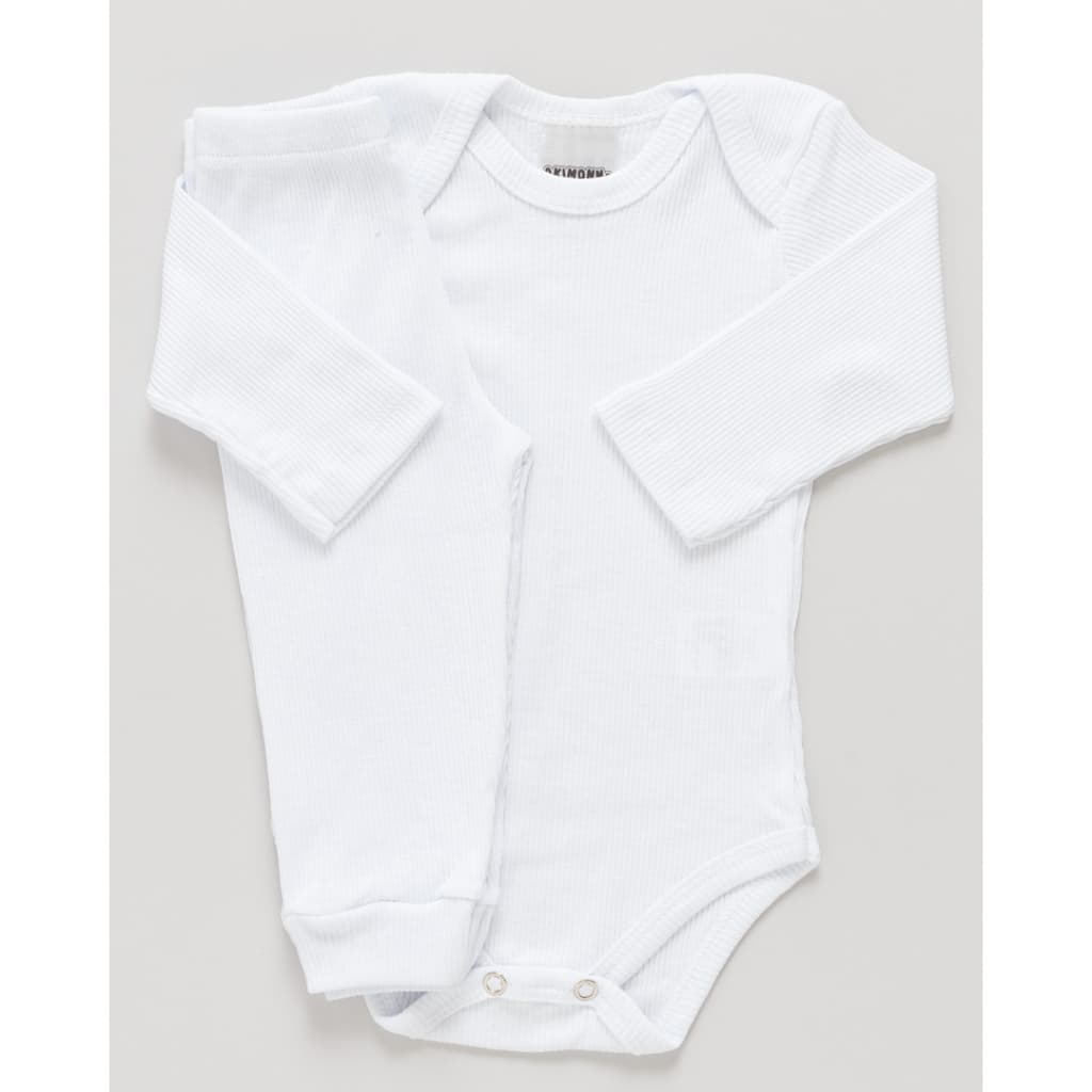 Conjunto Body e Calça Antialérgico Bebê Canelado 100% Algodão Premium