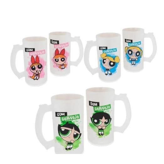 Caneca Copo de Chopp Personalizada em Vidro Jateado 475ml  Meninas Super Poderosas