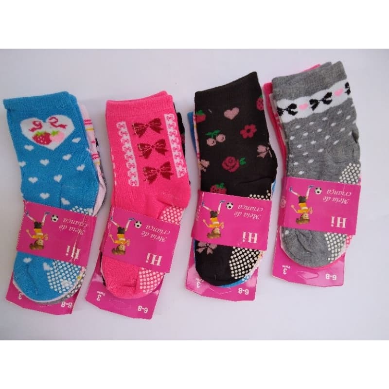 Meias infantil estampada antiderrapante