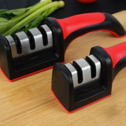 5 Pcs Afiador Amolador De Facas Em Aço Inox Com 3 Borda Profissional Base Emborrachado Promoção