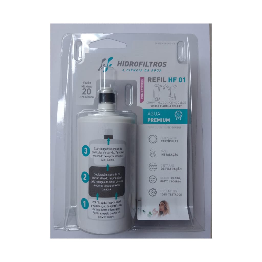 Refil Filtro Acqua Bella e Vitale HF-01 Purificador Lorenzetti Vela De Filtro Hidro Filtros
