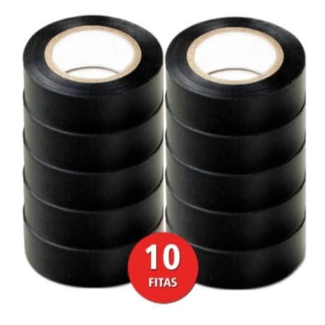 Kit 10 Fitas Isolante Antichama Preta 10 Metros Barato