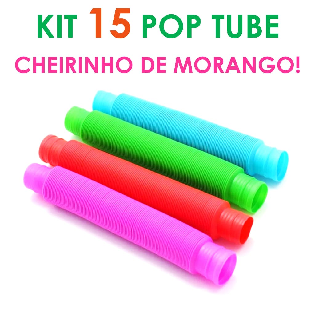 Kit 15 unidades POP TUBE 14cm Tubo Fidget Toy Sensorial Descompressão Anti Stress Colorido