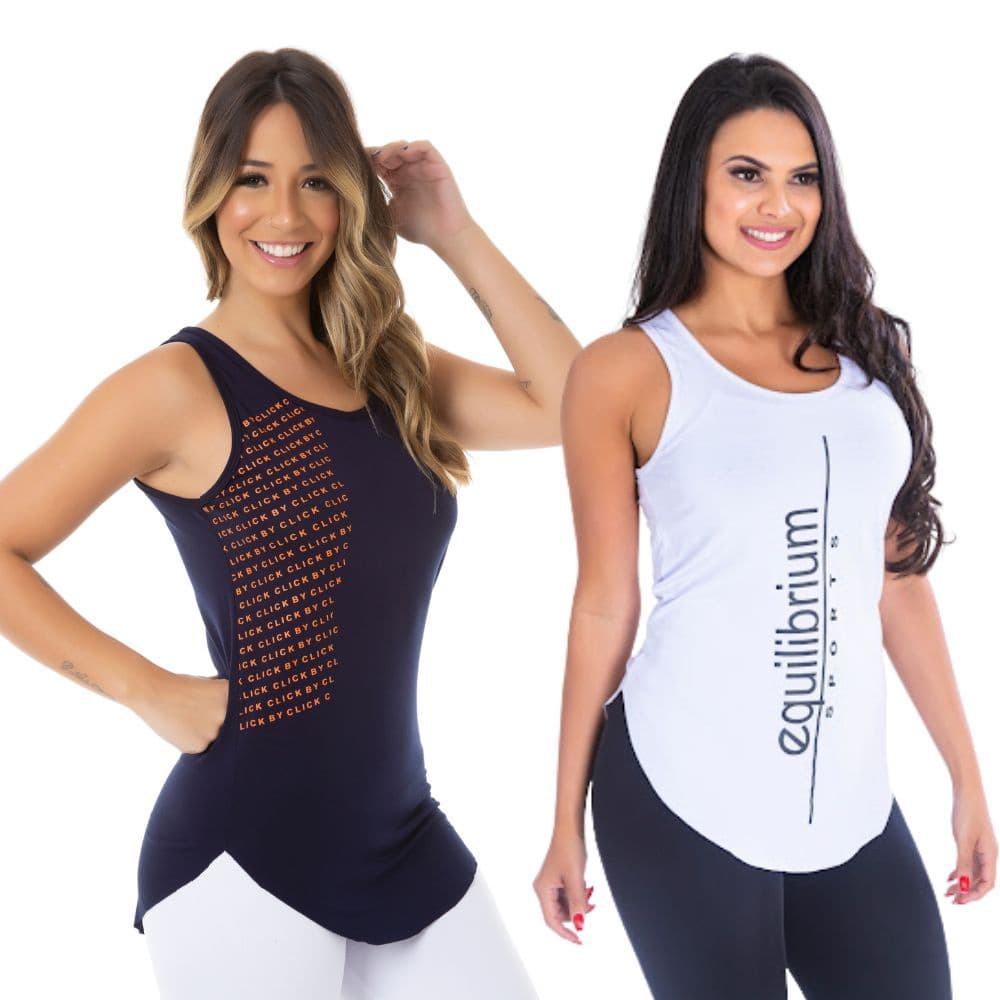 KIT 2 CAMISETAS FITNESS ACADEMIA PILATES YOGA CASUAL MULHER SALADAMISTA