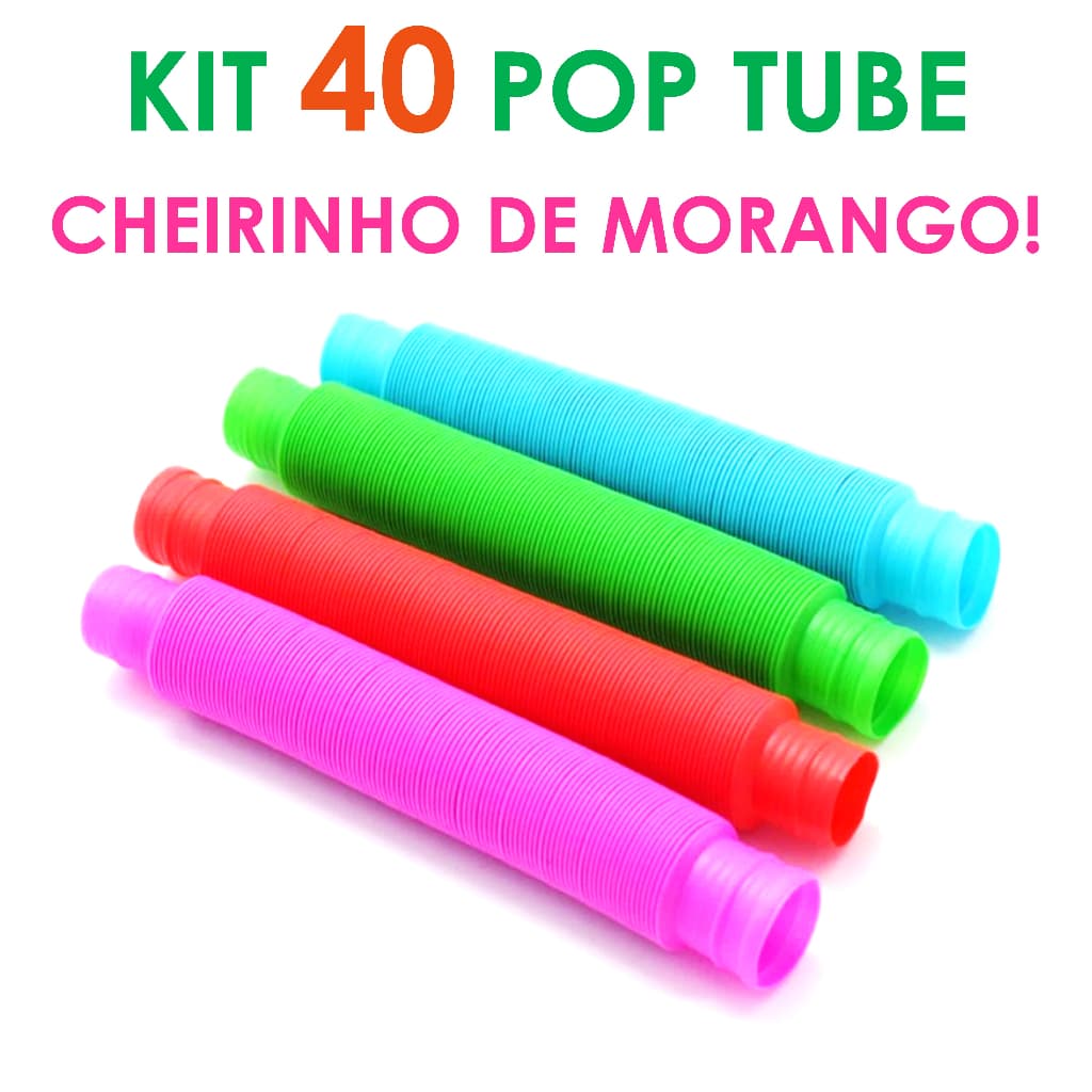 Kit 40 unidades POP TUBE Tubo Fidget Toy Sensorial Descompressão Anti Stress Colorido