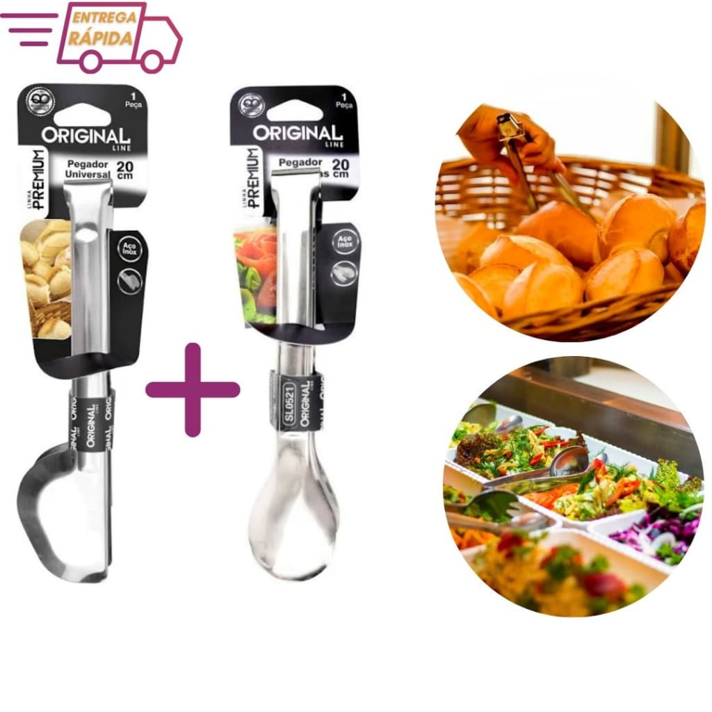 Kit 2 Pegador Salada e Universal Inox 20 cm