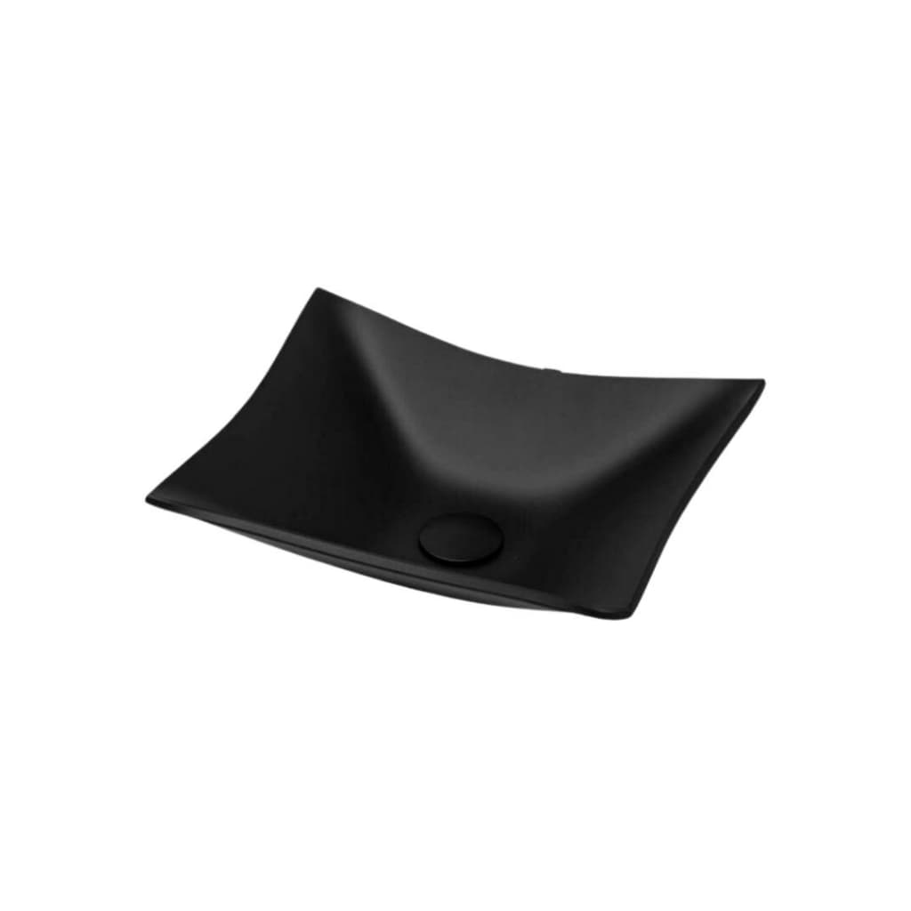 Cuba/Pia Lopazzi PARA BANHEIROS E LAVABOS RETANGULAR 40CM - VIDRO 8MM PRETO FOSCO LUXO
