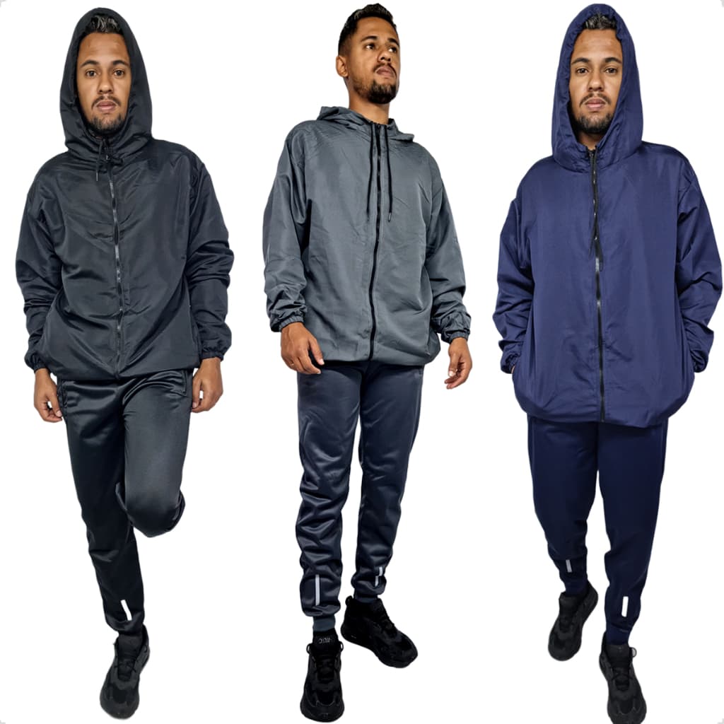 Jaqueta Corta Vento Masculina Esportiva Academia Tactel com Capuz Liso ORIGINAL