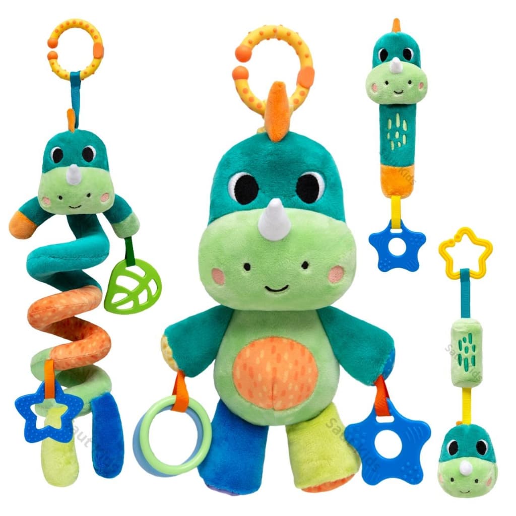 Brinquedos para Bebê Chocalho Móbile Espiral Buba Dino Pelúcia Treme Treme Molinha Brinquedo Dinossauro Menino Infantil