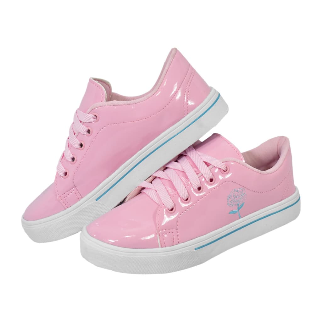 Sapatênis Casual Feminino Verniz com Borado Limpa Fácil Cano Baixo