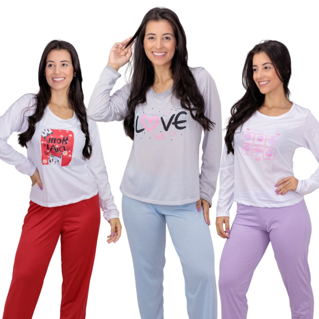 Pijama de frio Feminino pijama de blogueira virginia pijama de mulher de inverno pijama longo direto da fábrica direto