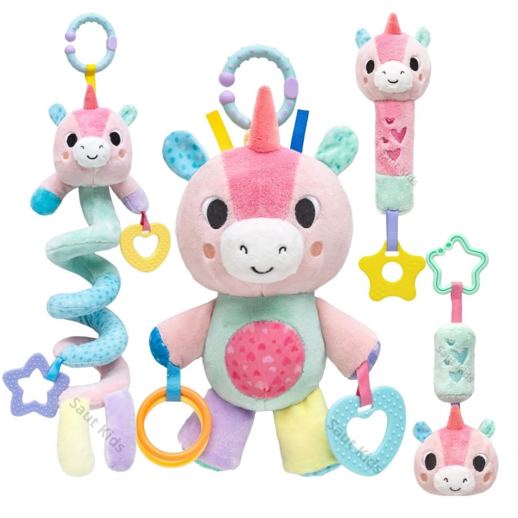 Brinquedos para Bebê Móbile Espiral Chocalho Buba Unicórnio Treme Treme Molinha Brinquedo Bebe Menina Infantil Pelúcia