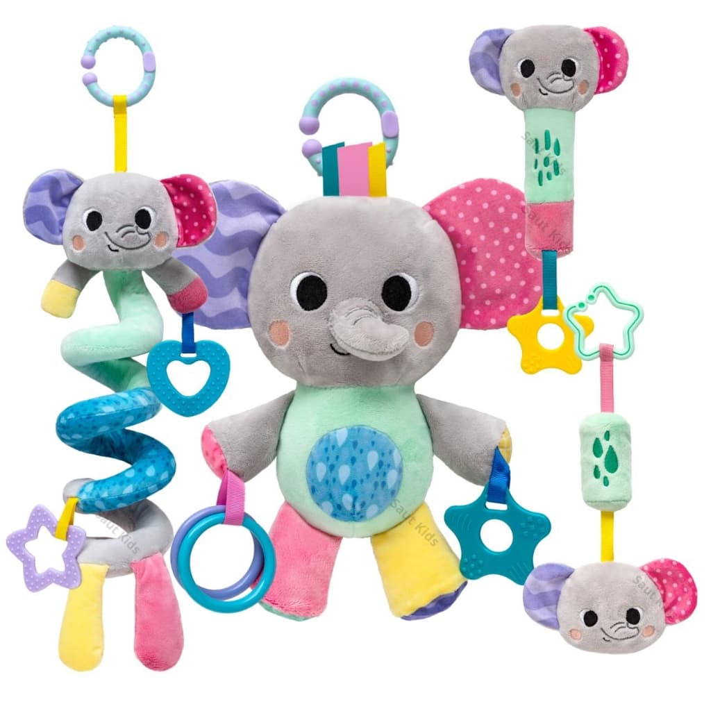 Brinquedos para Bebê Móbile Espiral Elefantinho Buba Chocalho Pelúcia Treme Treme Molinha Mordedor Infantil Menina
