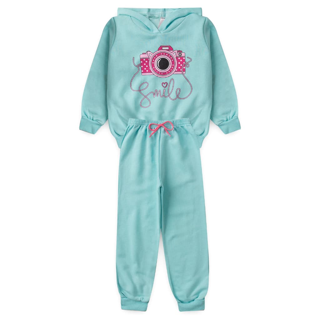 Conjunto Infantil Menina Inverno Blusa de Moletom Flanelado e Calça de moletom Flanelado Feminino l49