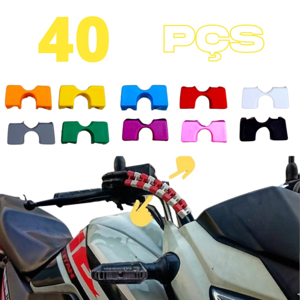 40 Adaptadores Para Enfeitar Moto Clip Para Cabo Fio De Moto Colorido Adaptador Hashi