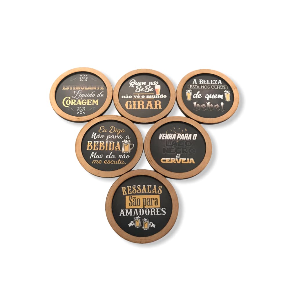 30 Unidade Porta Copos Personalizado MDF Adesivo Atacado