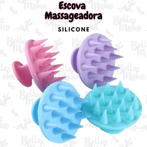 Escova De Silicone Para Lavagem Do Couro Cabeludo Massageadora Anti-Deslizante Cabo Flexível