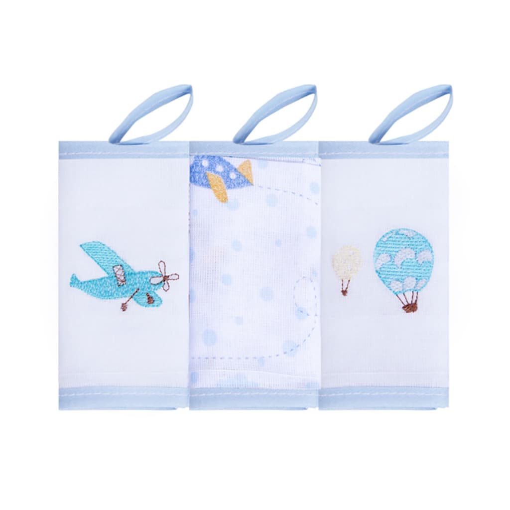 Babete Papizinha Com Prendedor De Chupeta Bordada E Estampada 32Cm X 32Cm Contem 03 Un - Ref.:1094